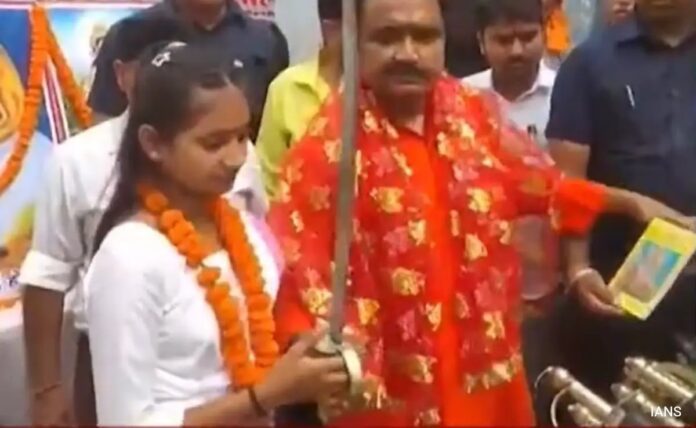 BJP MLA Distributes Swords Among Girls In Bihar