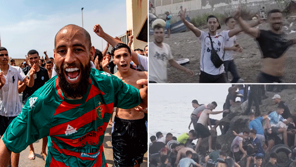 Migrants celebrate and cross into Spain