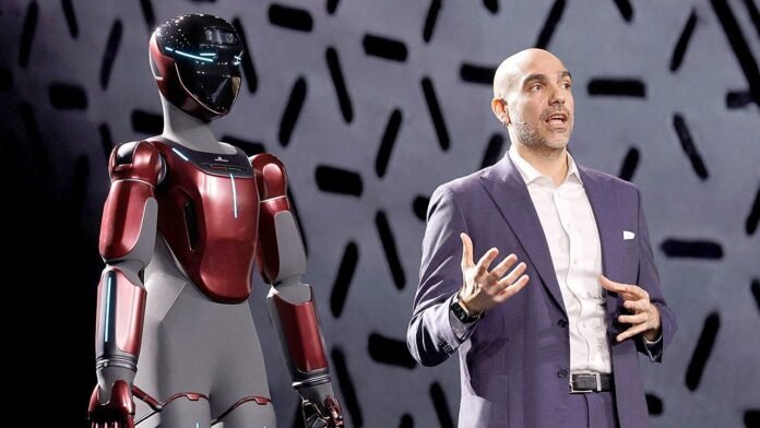 Gene.01 humanoid robot uses smart skin to avoid worker collisions