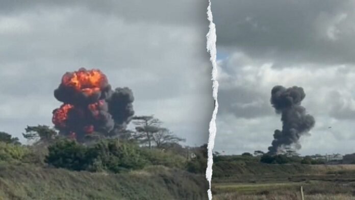RAF pilots eject from Hawk T2 before fiery training jet crash in Wales