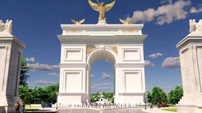 Trump says Arlington triumphal arch will deploy drones and snipers